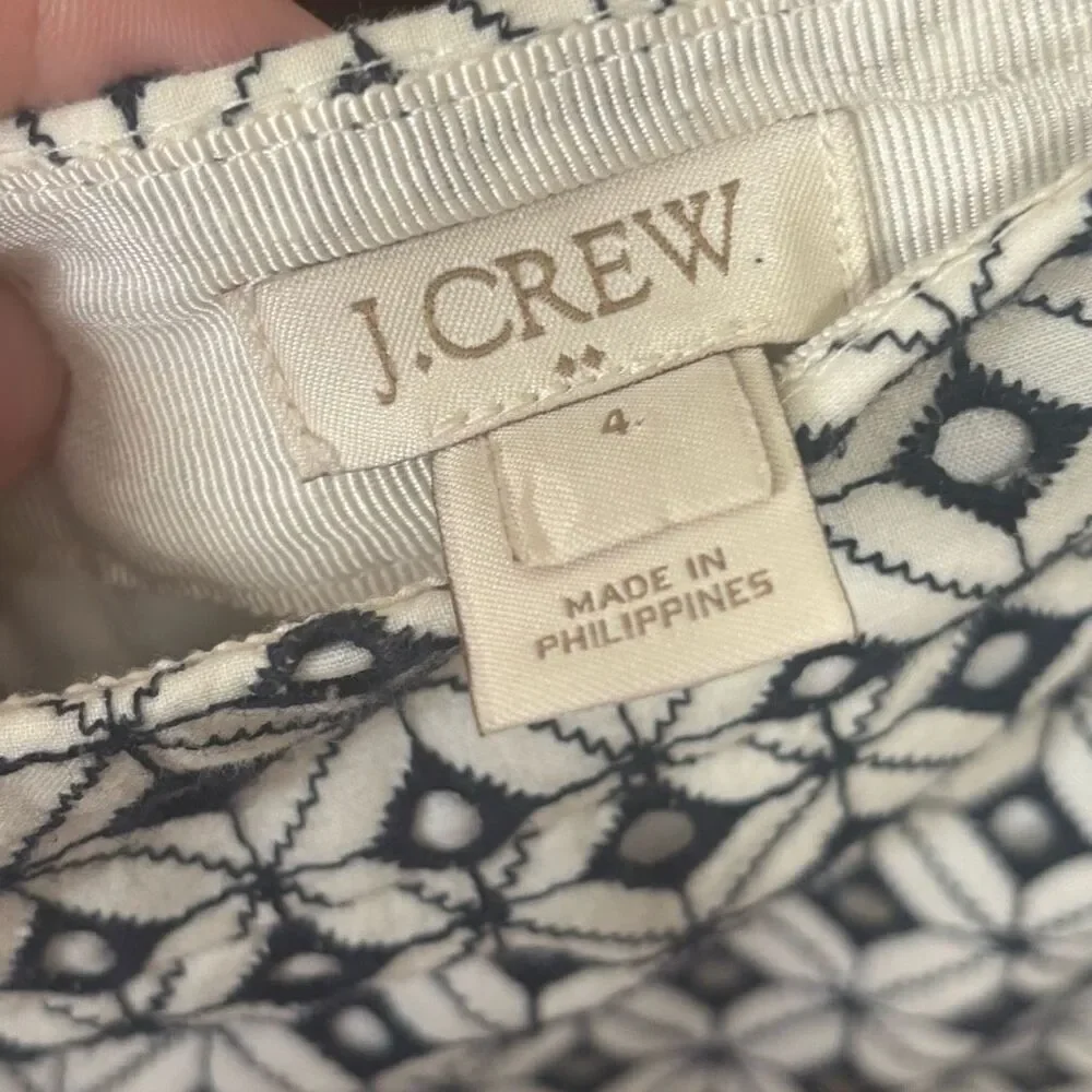 J. Crew Navy Embroidered Cut Out A-Line Skirt Size 4‎